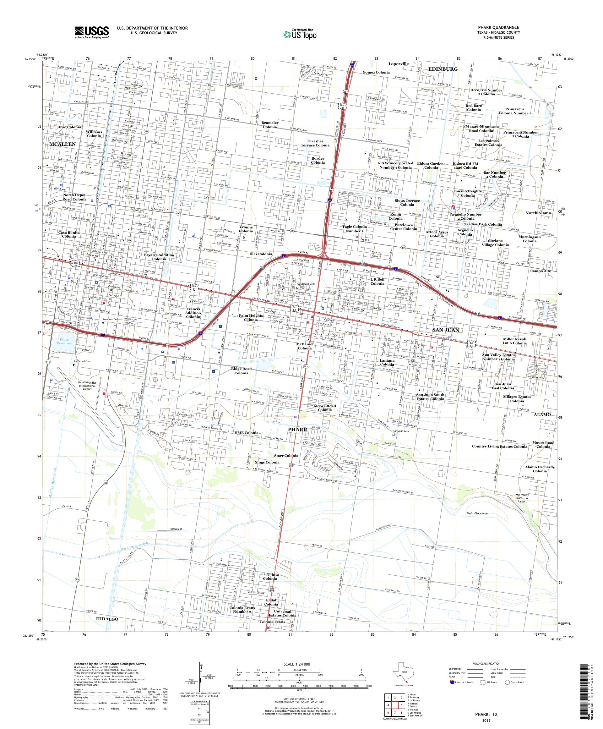 Pharr Texas US Topo Map – MyTopo Map Store