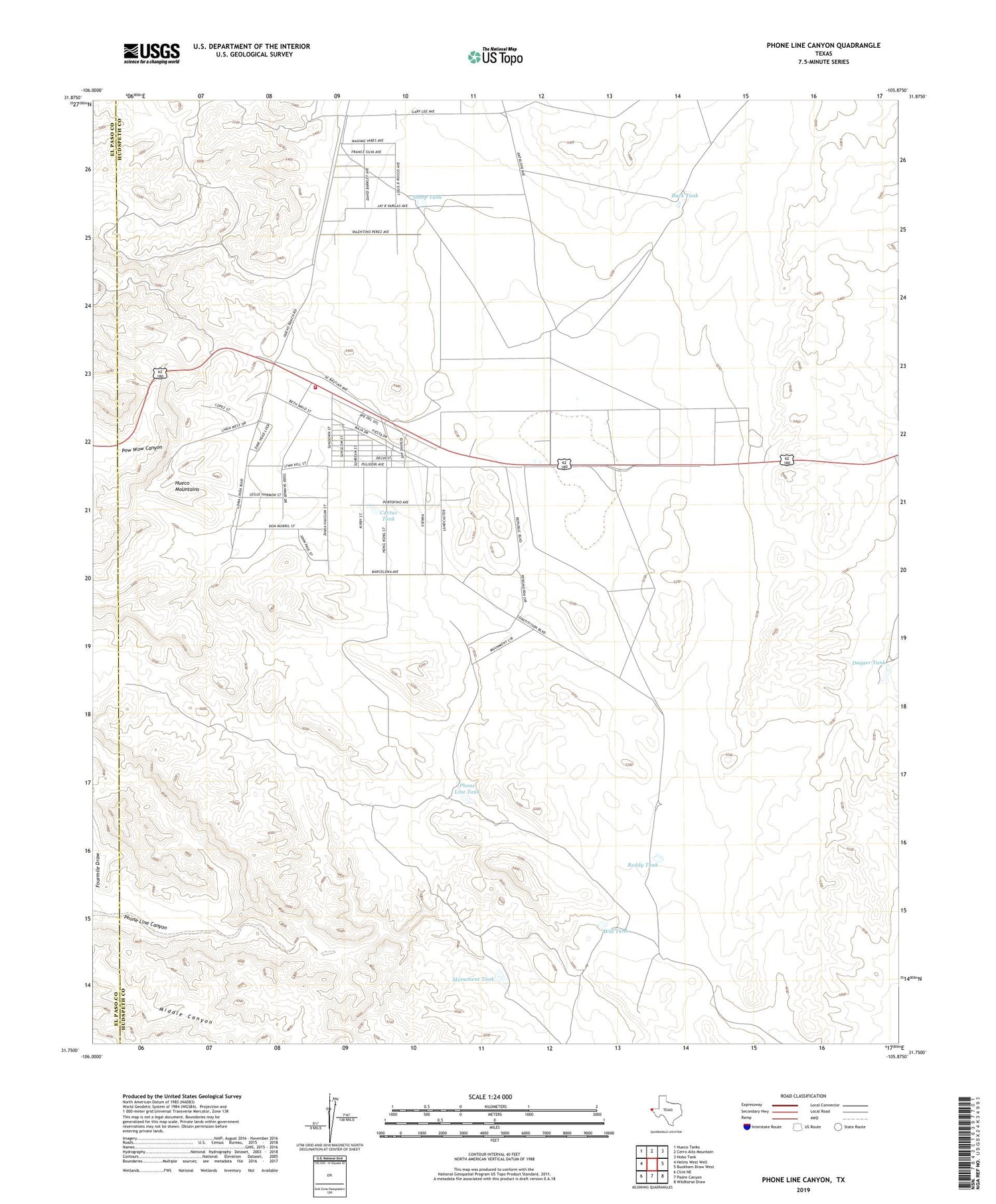 Phone Line Canyon Texas US Topo Map Image