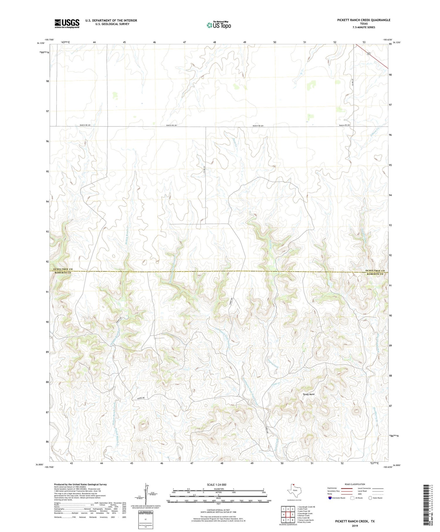 Pickett Ranch Creek Texas US Topo Map Image
