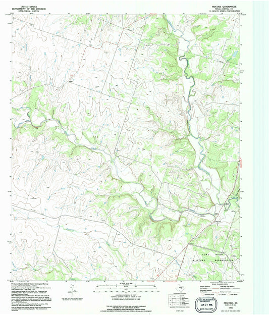 Classic USGS Pidcoke Texas 7.5'x7.5' Topo Map Image