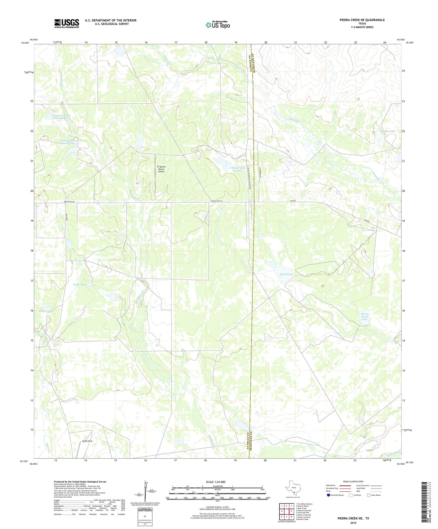 Piedra Creek NE Texas US Topo Map Image