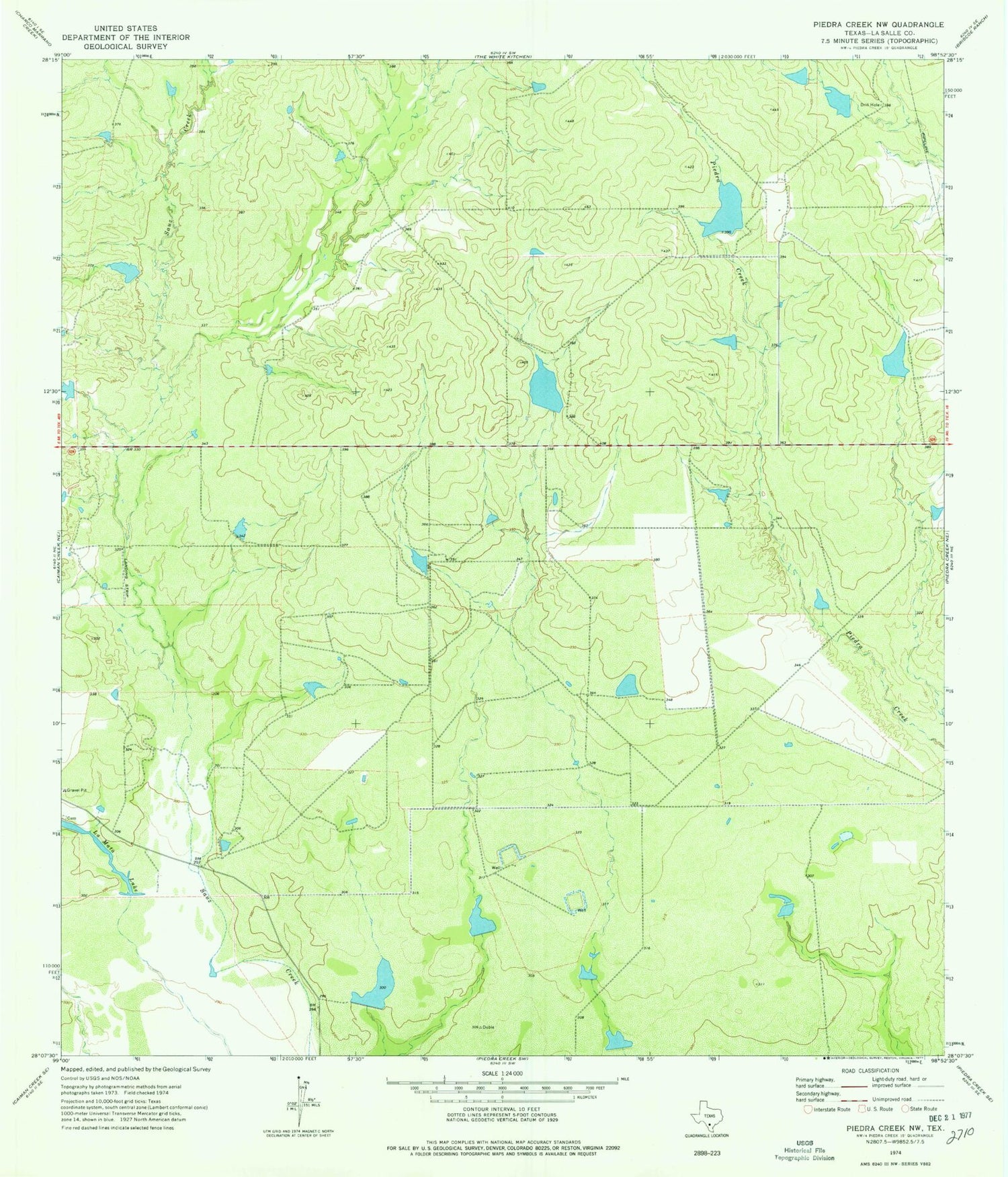 Classic USGS Piedra Creek NW Texas 7.5'x7.5' Topo Map Image