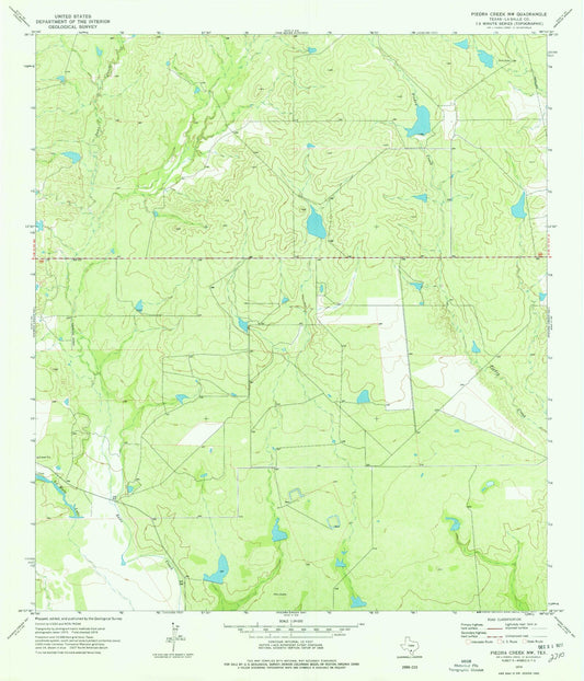 Classic USGS Piedra Creek NW Texas 7.5'x7.5' Topo Map Image