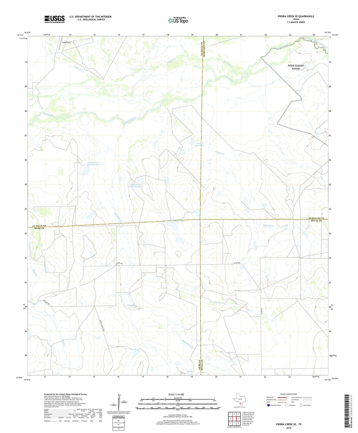Piedra Creek SE Texas US Topo Map Image