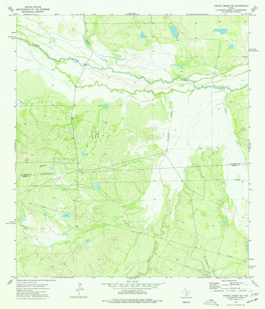 Classic USGS Piedra Creek SW Texas 7.5'x7.5' Topo Map Image