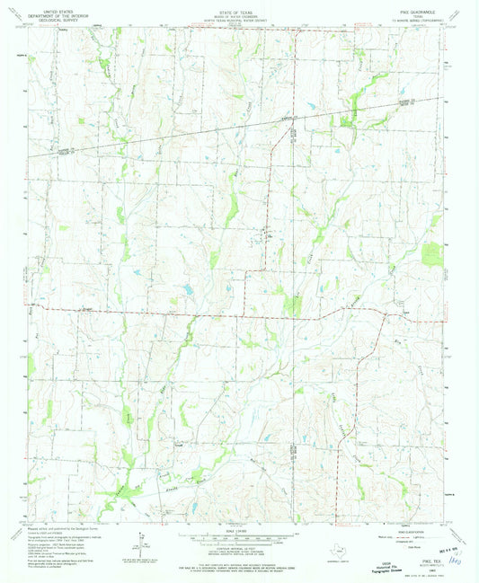Classic USGS Pike Texas 7.5'x7.5' Topo Map Image