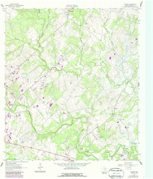 Classic USGS Pilgrim Texas 7.5'x7.5' Topo Map Image