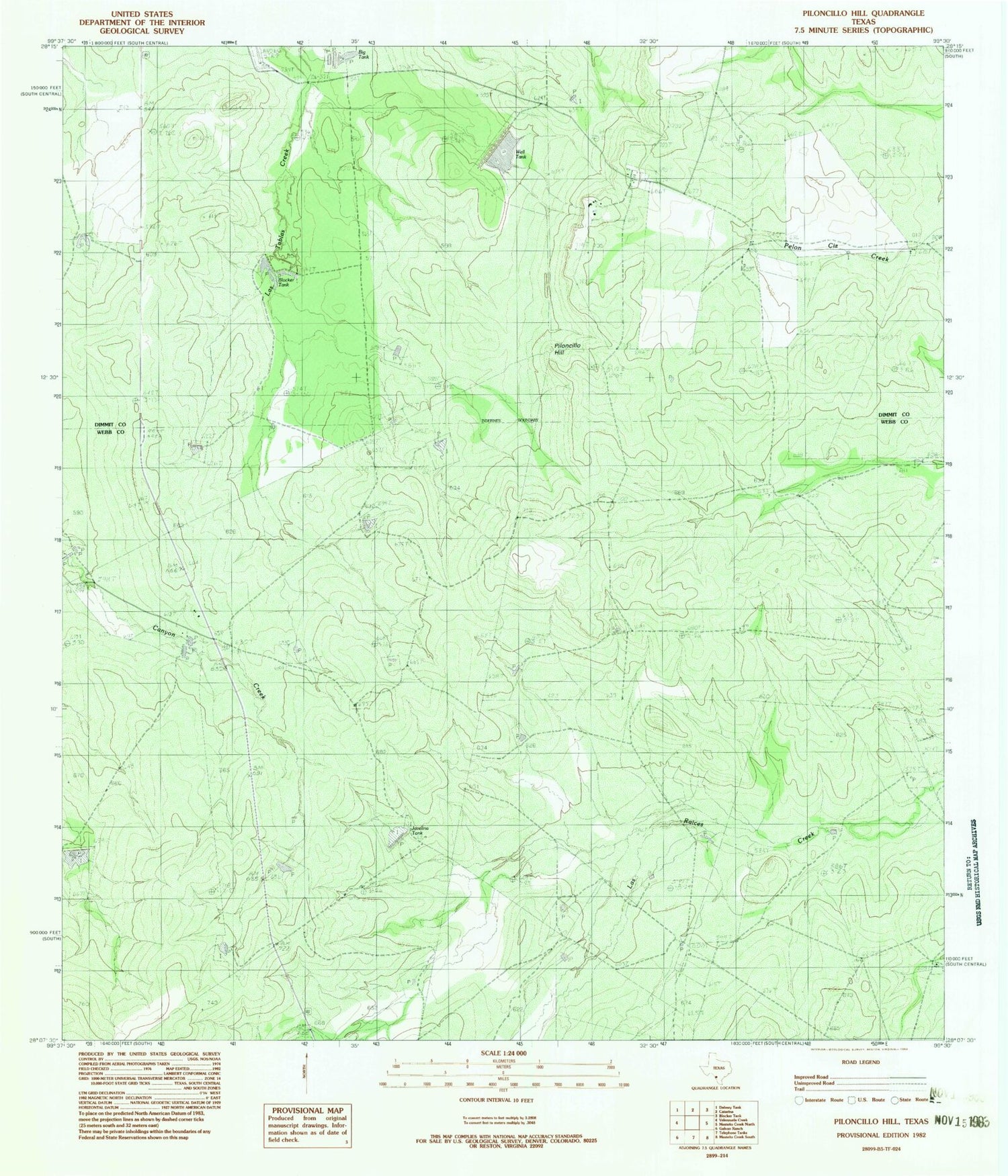 Classic USGS Piloncillo Hill Texas 7.5'x7.5' Topo Map Image