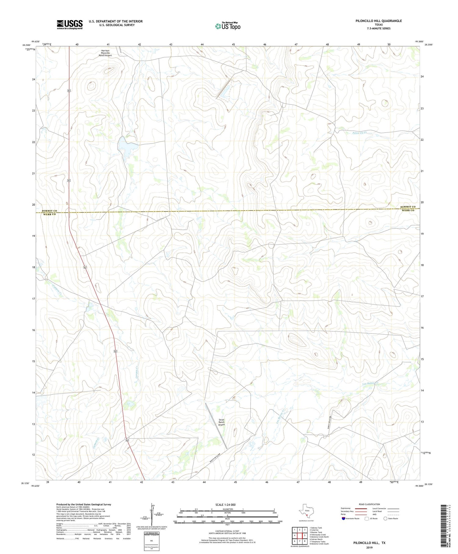 Piloncillo Hill Texas US Topo Map Image