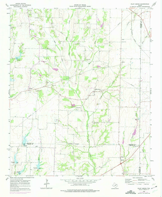 Classic USGS Pilot Grove Texas 7.5'x7.5' Topo Map Image