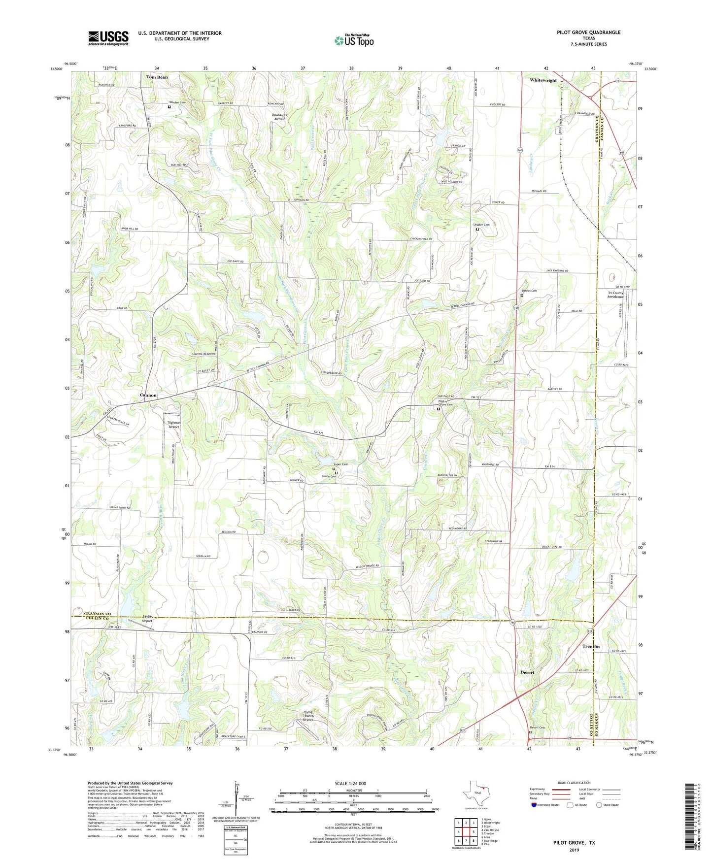 Pilot Grove Texas US Topo Map Image