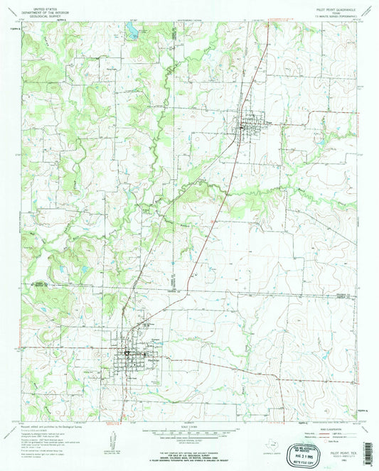 Classic USGS Pilot Point Texas 7.5'x7.5' Topo Map Image