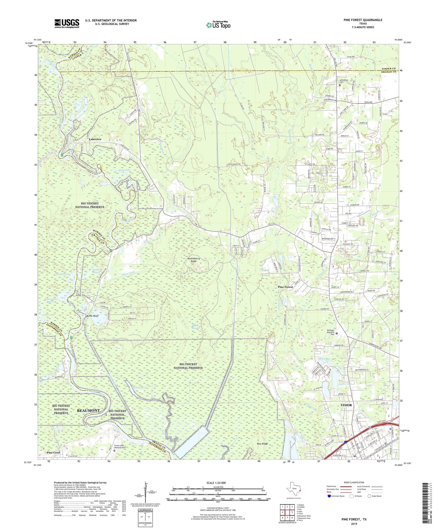 Pine Forest Texas US Topo Map Image