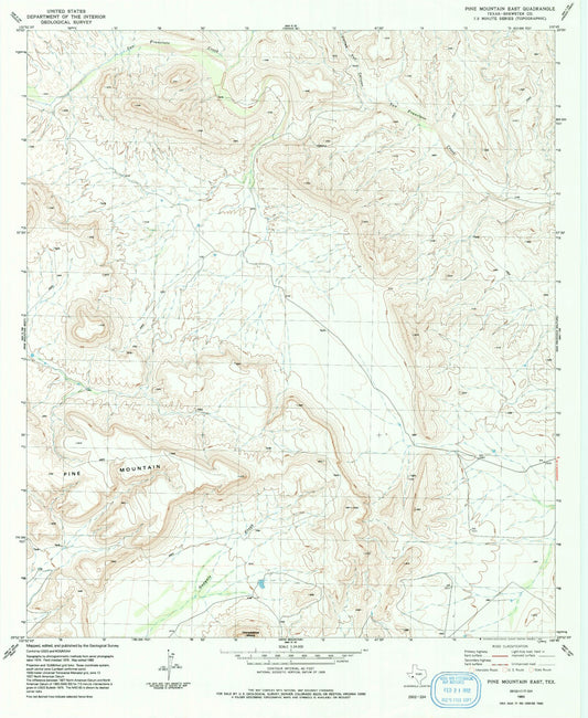 Classic USGS Pine Mountain East Texas 7.5'x7.5' Topo Map Image