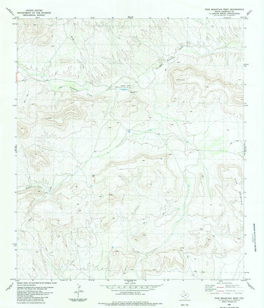 Classic USGS Pine Mountain West Texas 7.5'x7.5' Topo Map Image