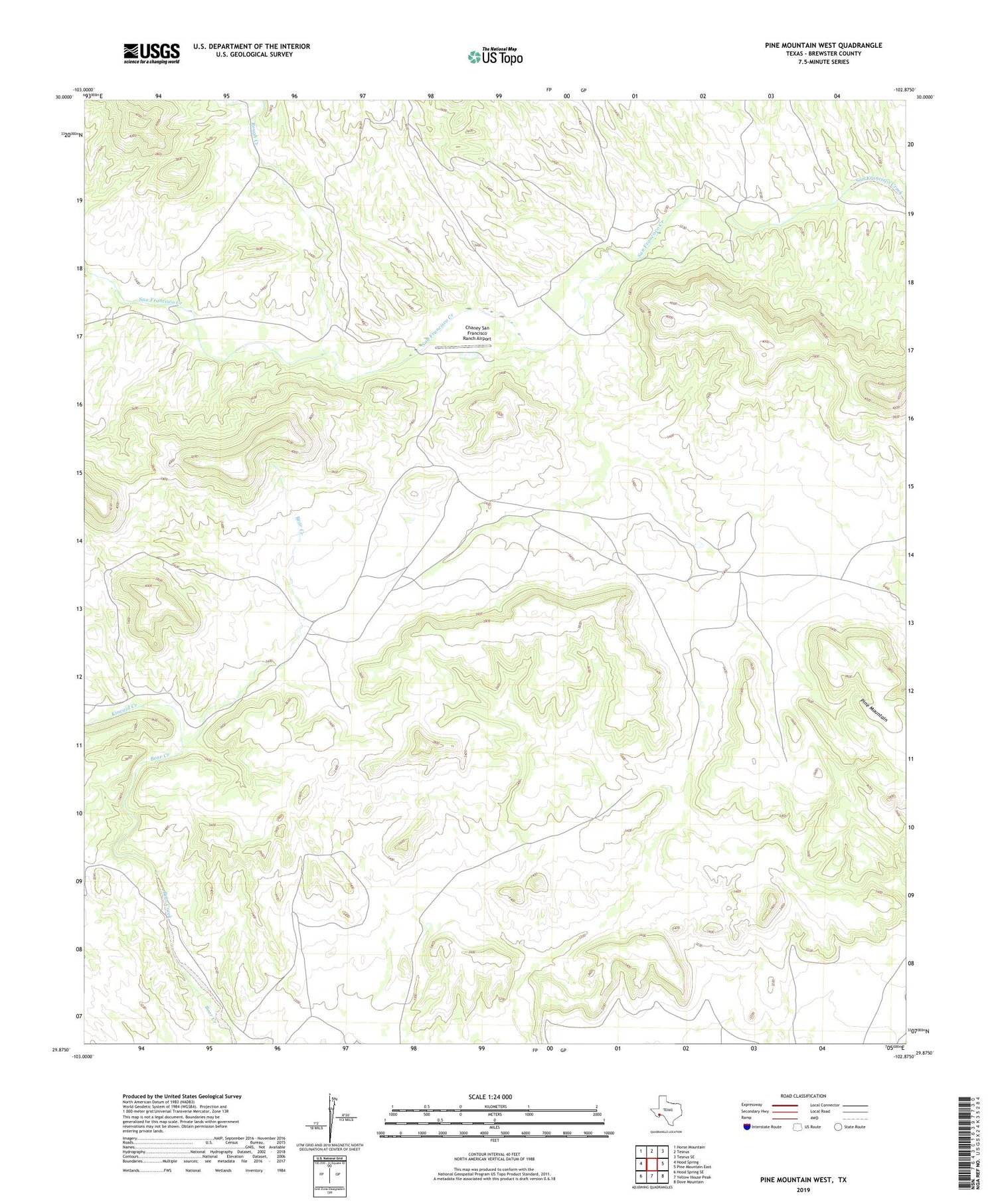 Pine Mountain West Texas US Topo Map Image