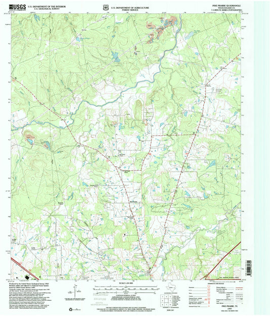 Classic USGS Pine Prairie Texas 7.5'x7.5' Topo Map Image