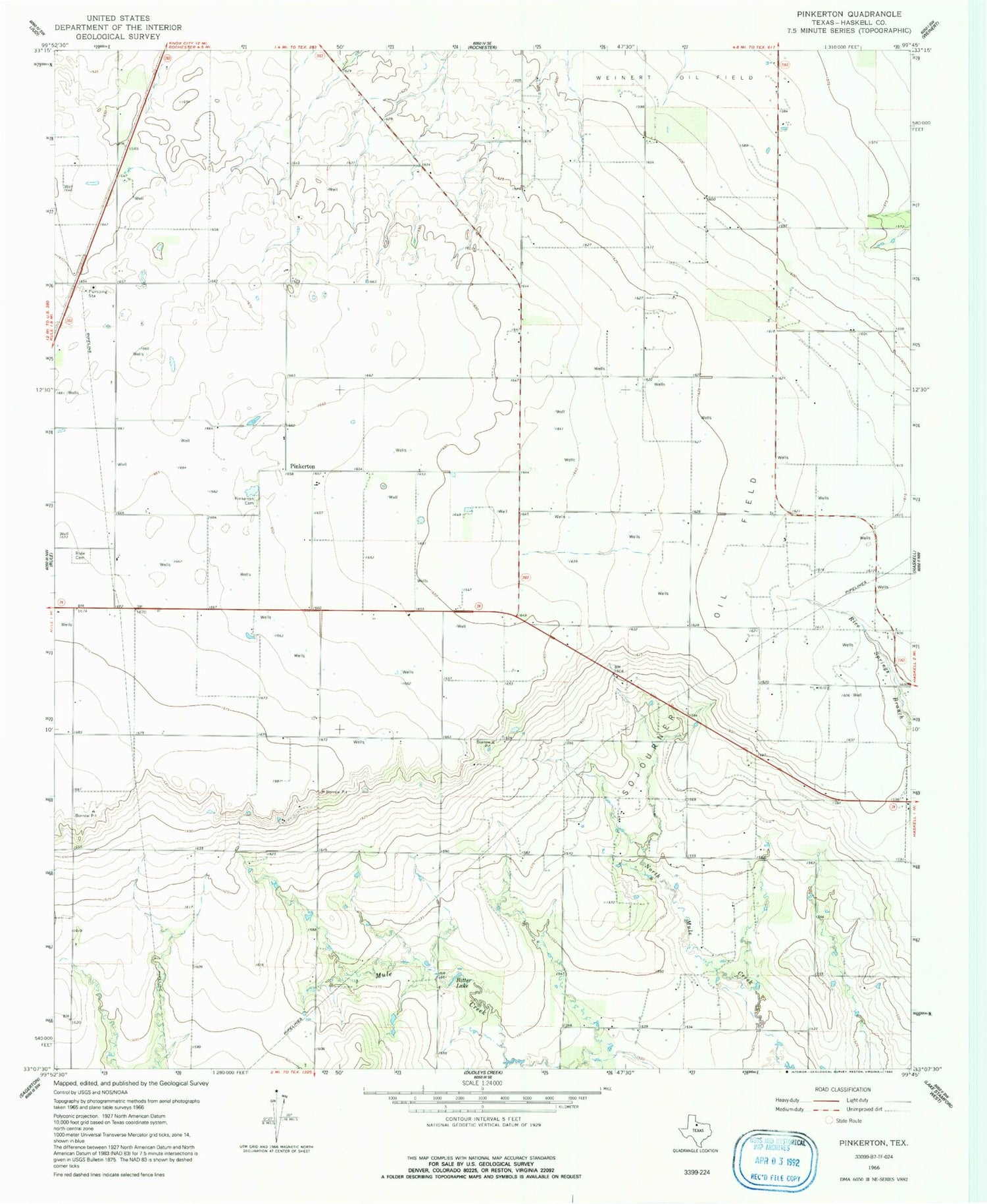 Classic USGS Pinkerton Texas 7.5'x7.5' Topo Map Image