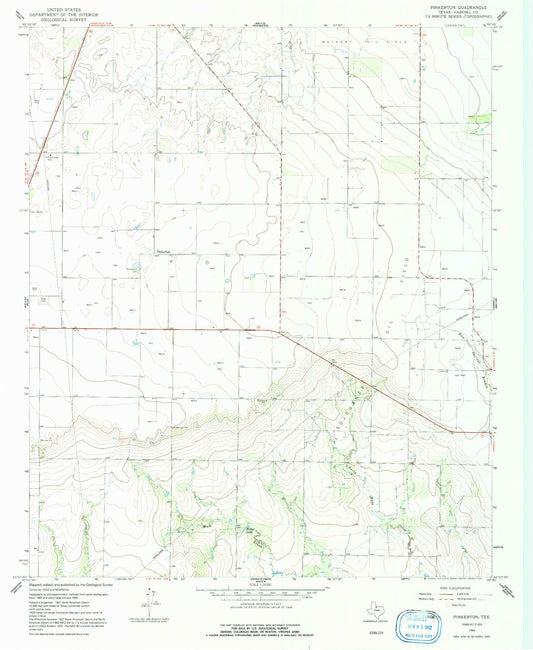 Classic USGS Pinkerton Texas 7.5'x7.5' Topo Map Image