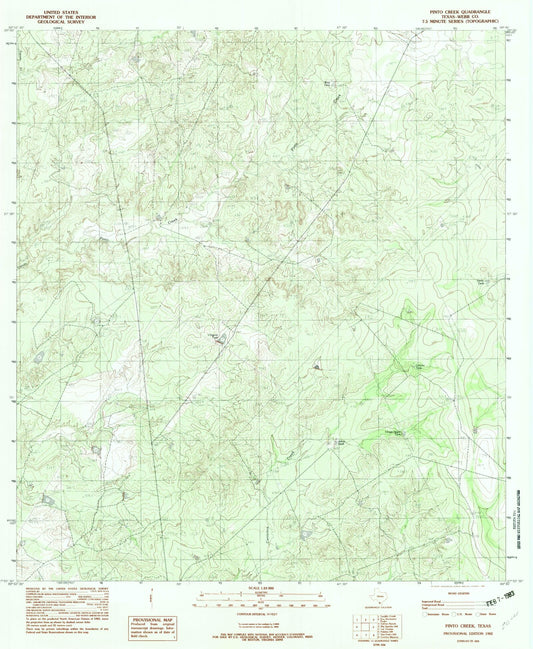 Classic USGS Pinto Creek Texas 7.5'x7.5' Topo Map Image