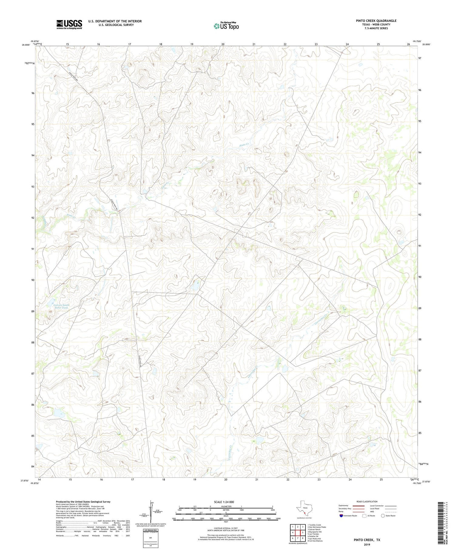 Pinto Creek Texas US Topo Map Image