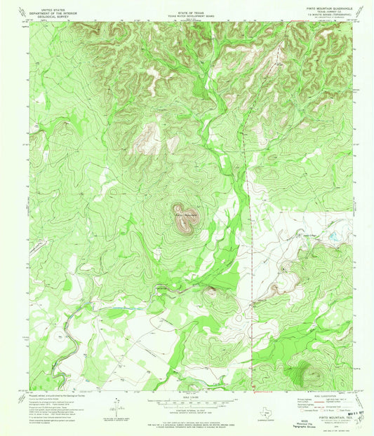 Classic USGS Pinto Mountain Texas 7.5'x7.5' Topo Map Image