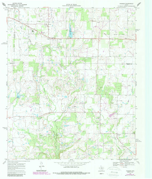 Classic USGS Pioneer Texas 7.5'x7.5' Topo Map Image