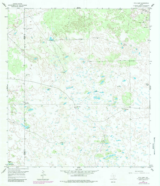Classic USGS Pita Camp Texas 7.5'x7.5' Topo Map Image