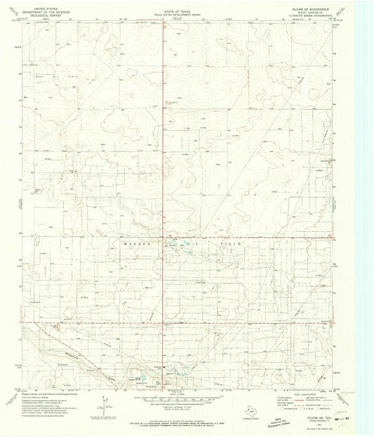 Classic USGS Plains SE Texas 7.5'x7.5' Topo Map Image