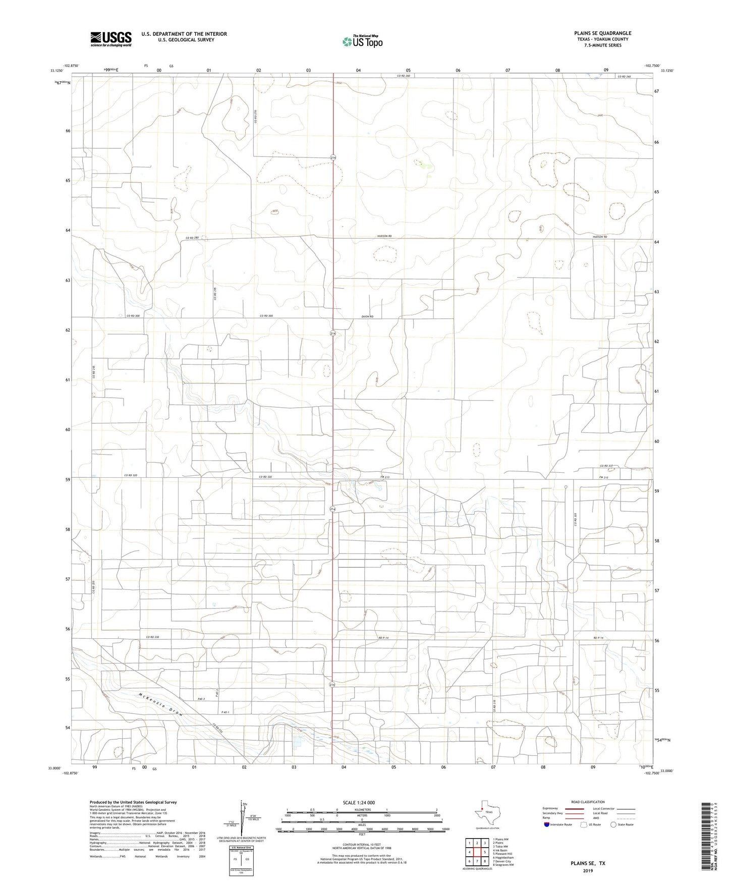 Plains SE Texas US Topo Map Image