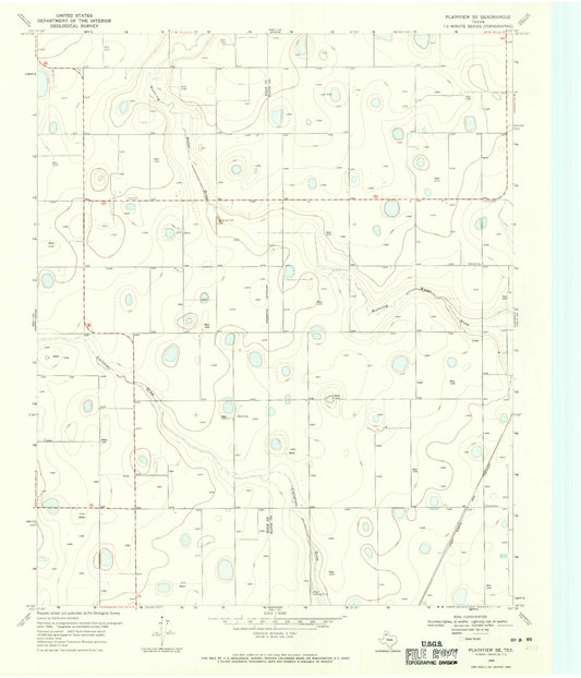Classic USGS Plainview SE Texas 7.5'x7.5' Topo Map Image