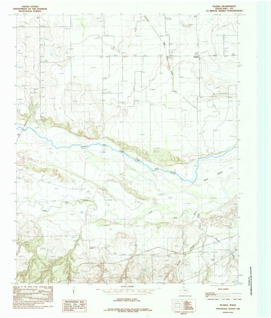 Classic USGS Plaska Texas 7.5'x7.5' Topo Map Image
