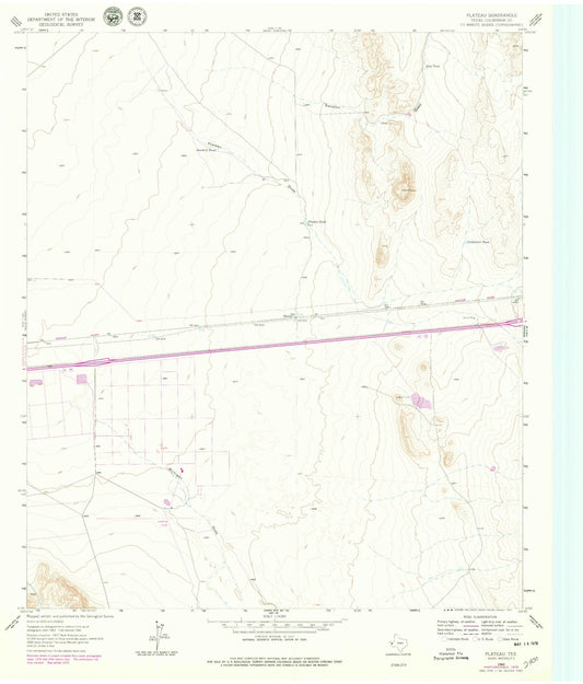 Classic USGS Plateau Texas 7.5'x7.5' Topo Map Image