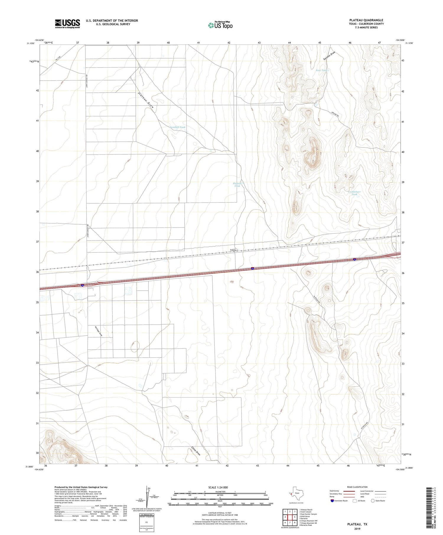 Plateau Texas US Topo Map Image