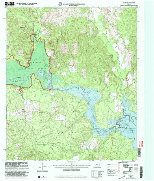 Classic USGS Platt Texas 7.5'x7.5' Topo Map Image
