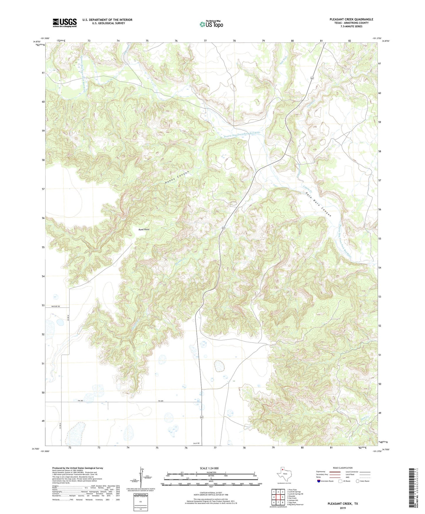 Pleasant Creek Texas US Topo Map Image