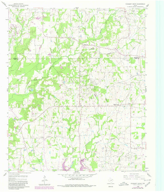 Classic USGS Pleasant Grove Texas 7.5'x7.5' Topo Map Image