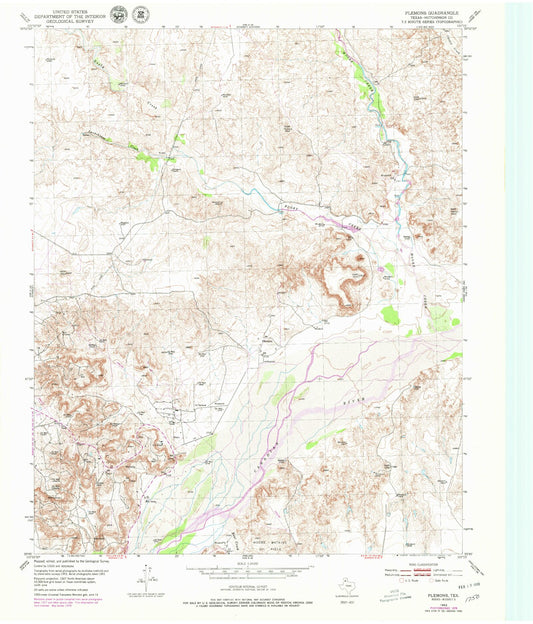 Classic USGS Plemons Texas 7.5'x7.5' Topo Map Image