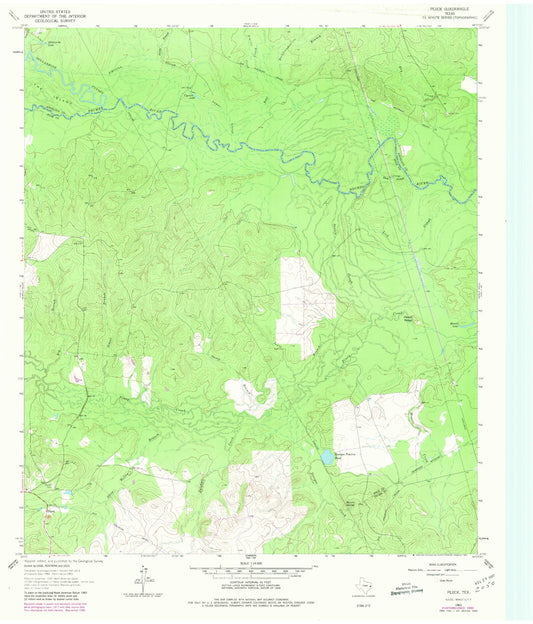 Classic USGS Pluck Texas 7.5'x7.5' Topo Map Image