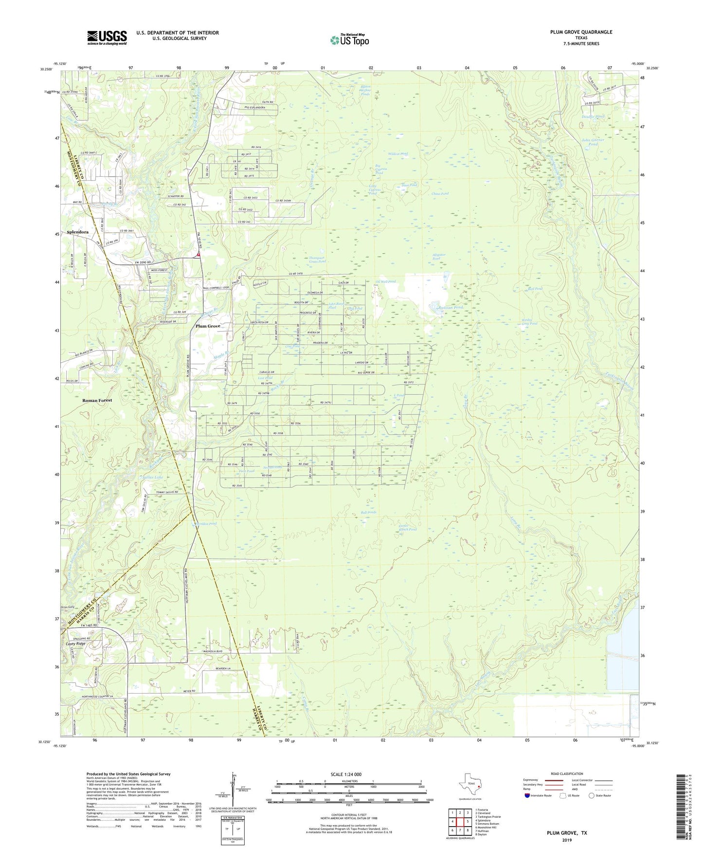 Plum Grove Texas US Topo Map Image