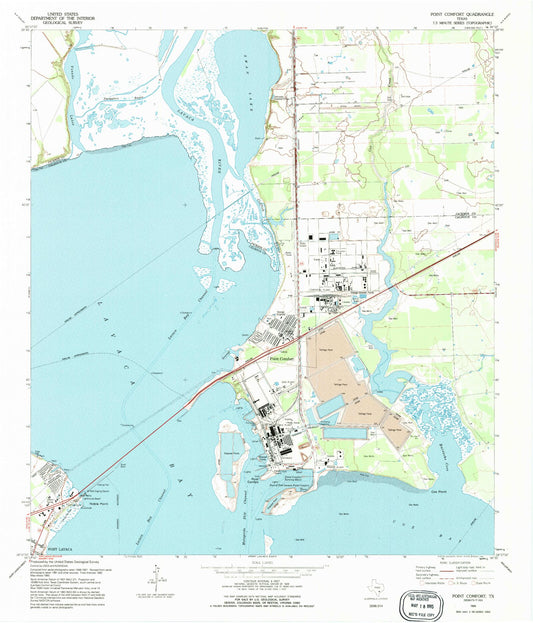 Classic USGS Point Comfort Texas 7.5'x7.5' Topo Map Image
