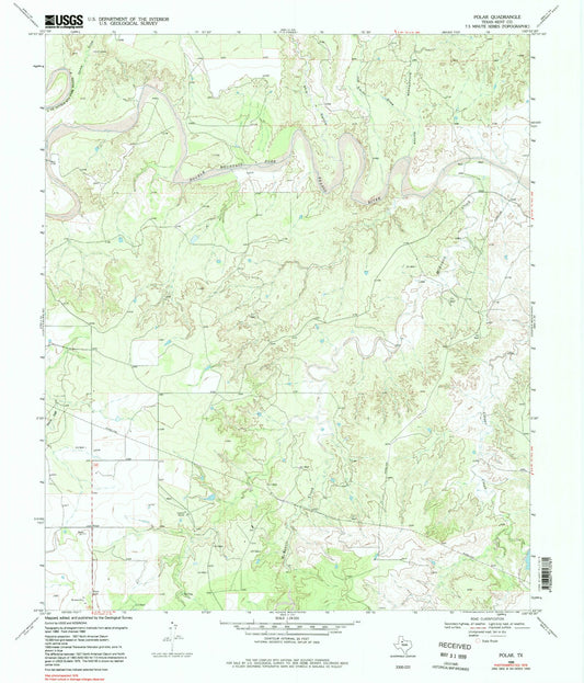 Classic USGS Polar Texas 7.5'x7.5' Topo Map Image