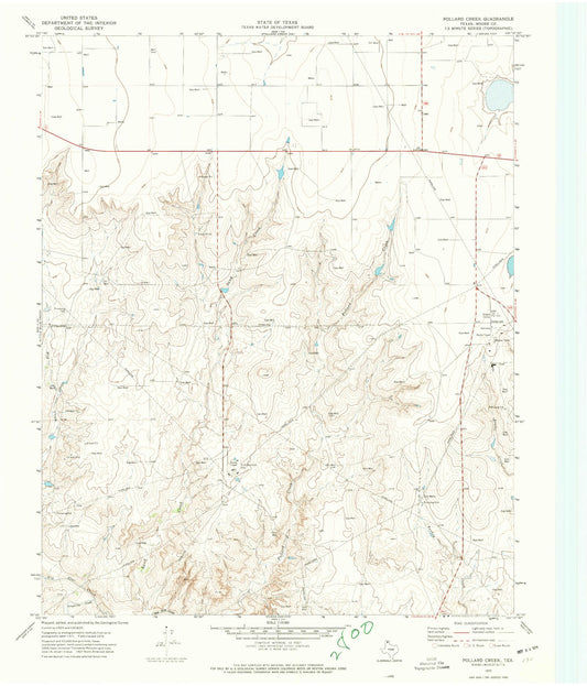 Classic USGS Pollard Creek Texas 7.5'x7.5' Topo Map Image
