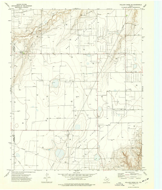 Classic USGS Pollard Creek NE Texas 7.5'x7.5' Topo Map Image