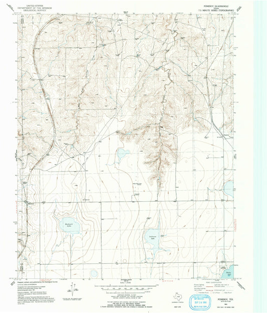 Classic USGS Pomeroy Texas 7.5'x7.5' Topo Map Image