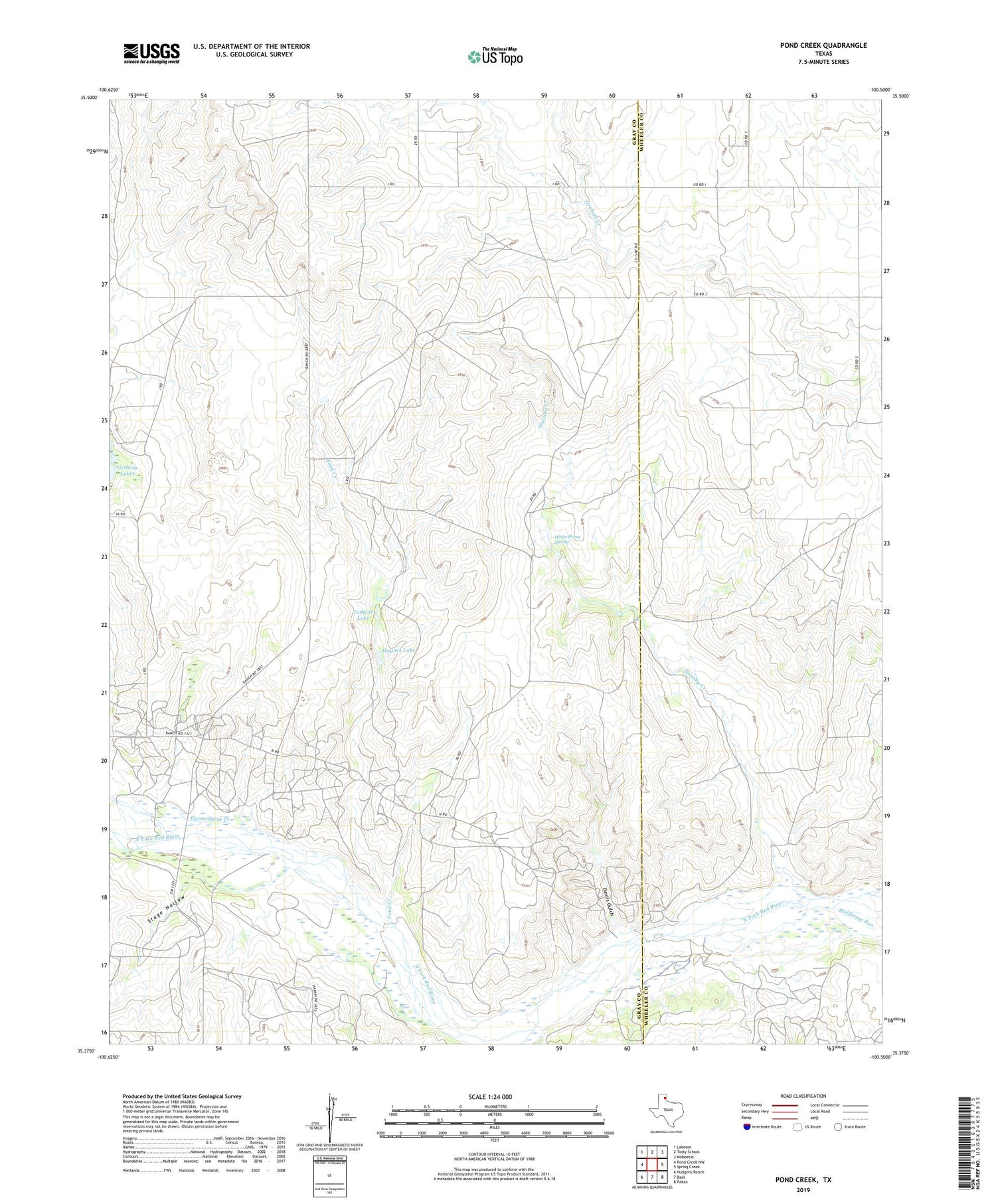 Pond Creek Texas US Topo Map Image