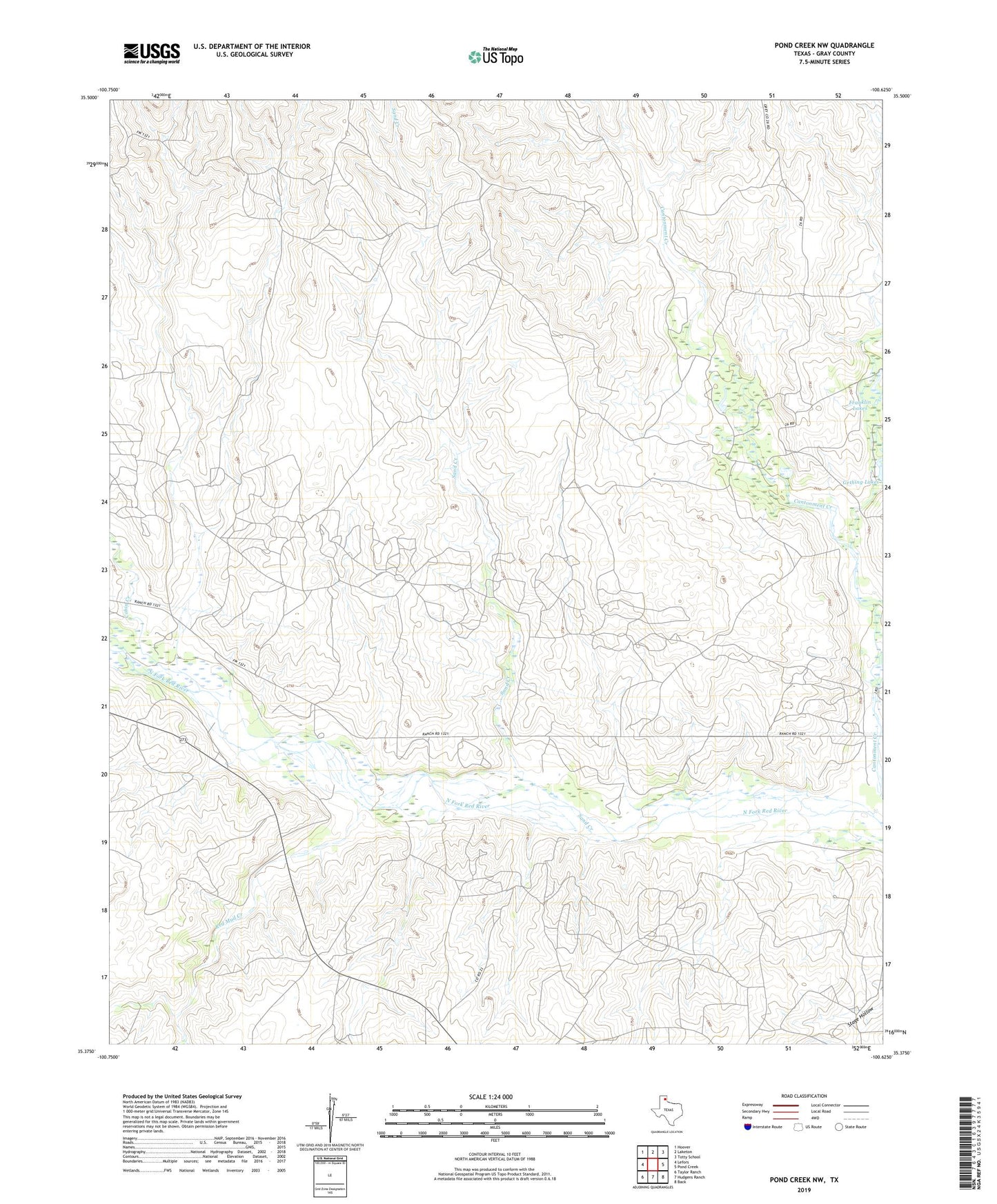 Pond Creek NW Texas US Topo Map Image