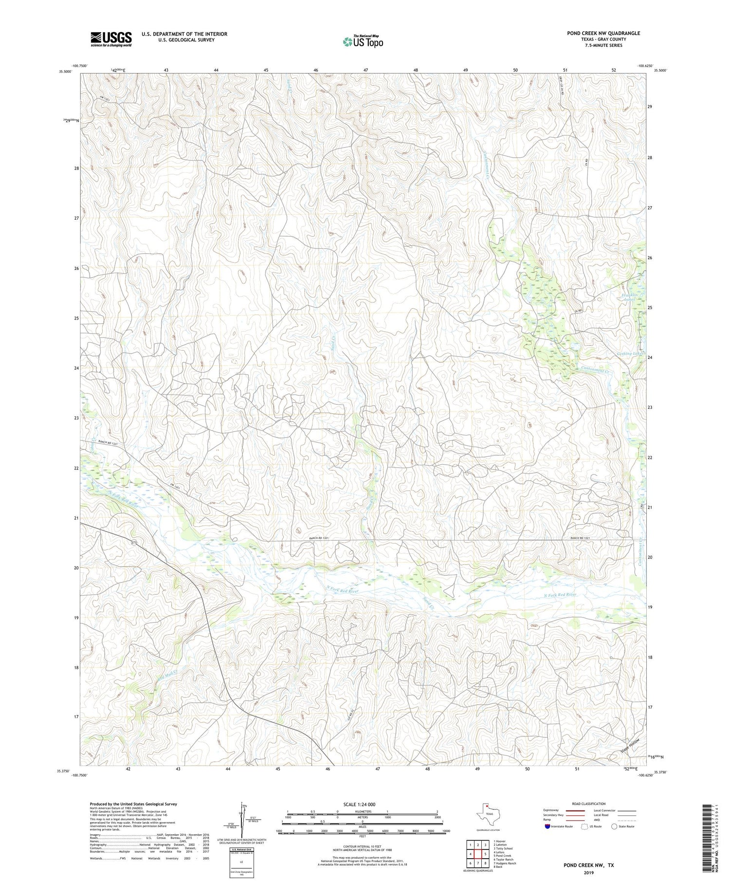 Pond Creek NW Texas US Topo Map Image