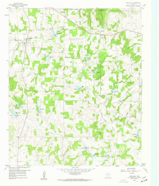 Classic USGS Poolville Texas 7.5'x7.5' Topo Map Image