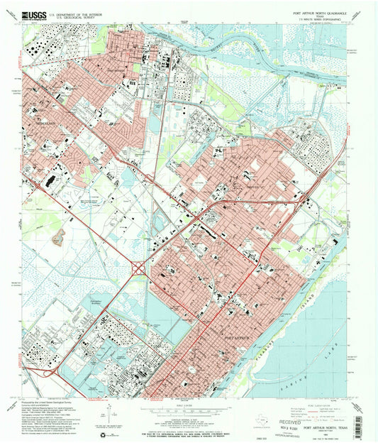 Classic USGS Port Arthur North Texas 7.5'x7.5' Topo Map Image